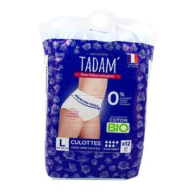 TADAM CULOTTES FUITES URINAIRES COTON BIO PLUS NIGHT X 12