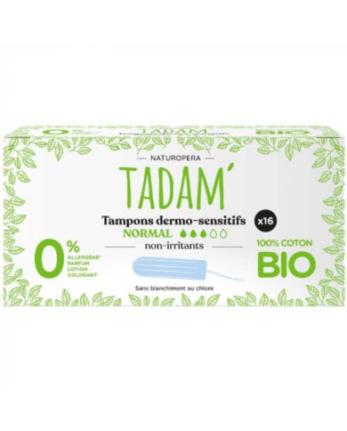 TADAM TAMPONS DERMO SENSITIFS NORMAL COTON BIO X16