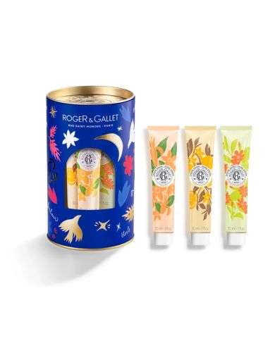 ROGER ET GALLET COFFRET 3 CREMES MAINS BOIS DORANGE NEROLI ET FLEUR DOSMANTHUS
