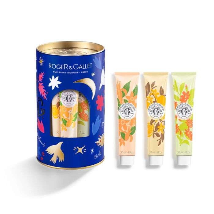 ROGER ET GALLET COFFRET 3 CREMES MAINS BOIS DORANGE NEROLI ET FLEUR DOSMANTHUS