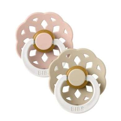 BIBS BOHEME PACIFIER NATURAL RUBBER ROUND SIZE 2 PACK DE 2 GLOW IN THE DARK BLUSH GLOW ET VANILLA GLOW