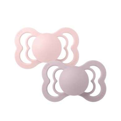 BIBS SUPREME SILICONE SYMMETRICAL SIZE 1 PACK DE 2 BLOSSOM ET DUSKY LILAC