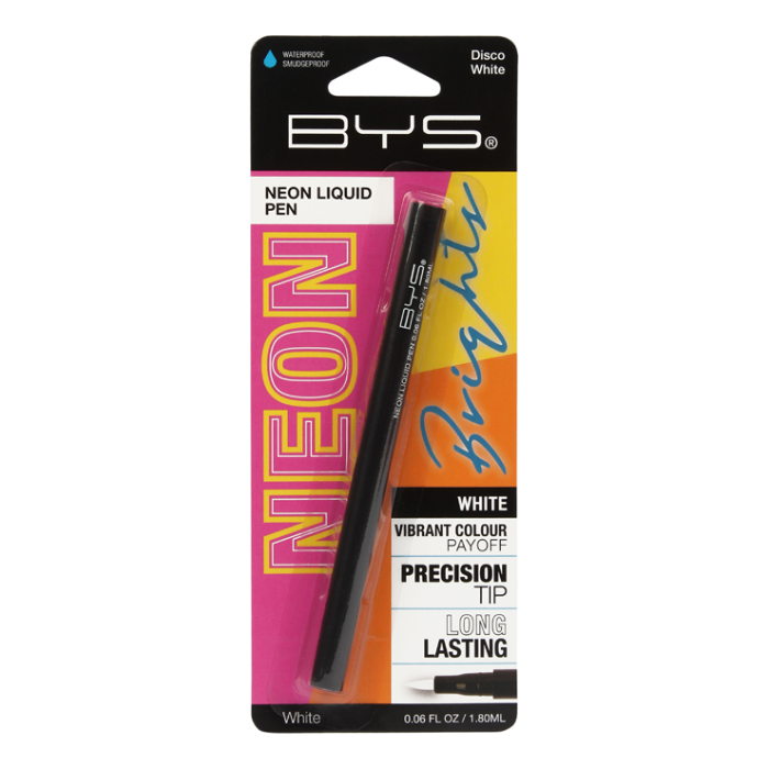 BYS NEON LIQUID PEN WATERPROOF DISCO WHITE 1.8 ML