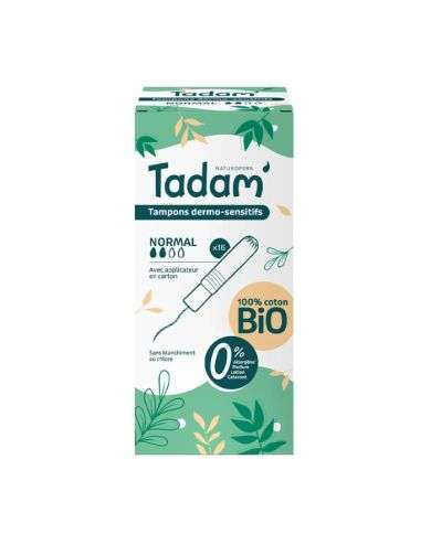 TADAM TAMPONS DERMO SENSITIFS NORMAL *16 AVEC APPLICATEUR EN CARTON