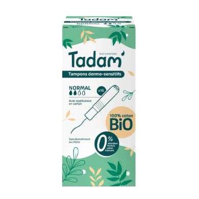 TADAM TAMPONS DERMO SENSITIFS NORMAL 16 AVEC APPLICATEUR EN CARTON