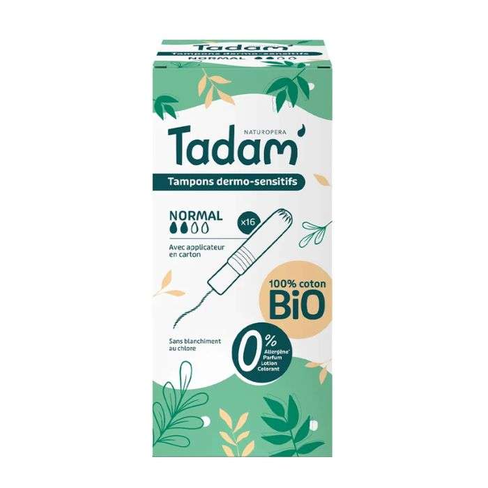 TADAM TAMPONS DERMO SENSITIFS NORMAL 16 AVEC APPLICATEUR EN CARTON