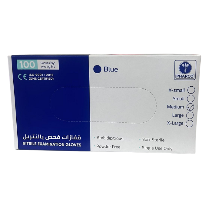 PHARCO BLUE NITRILE EXAMINATION GANTS TAILLE M 100 UNITES