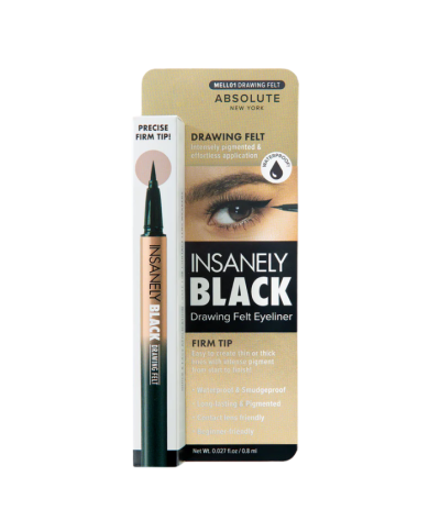 ABSOLUTE NEW YORK INSANELY BLACK DRAWING FELT EYLINER MELL01 FIRM TIP 0.8 ML