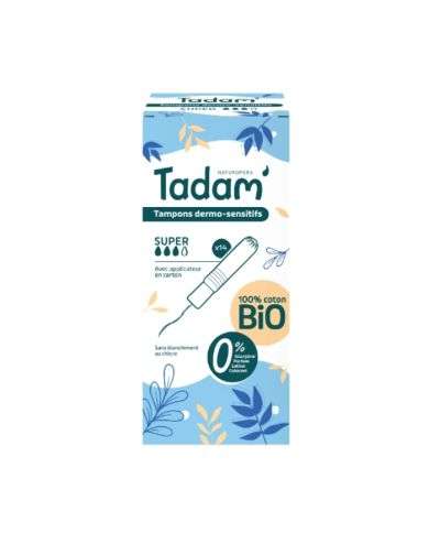TADAM TAMPONS DERMO SENSITIFS SUPER AVEC APPLICATEUR EN CARTON *14