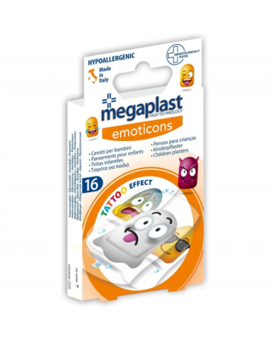 MEGAPLAST EMOTICONS PANSEMENT ENFANT TATOU EFFECT BOITE DE 16