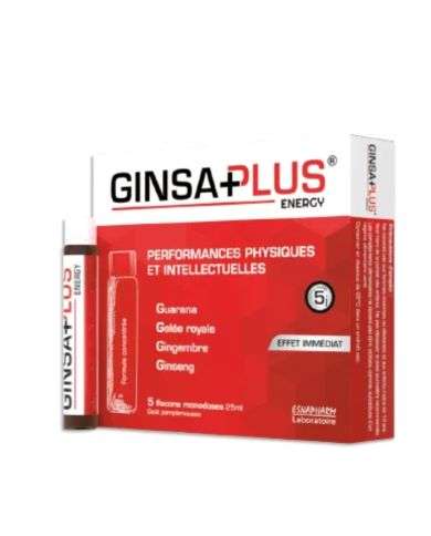 WINNER GINSA PLUS ENERGYSHOT 5 FLACONS MONODOSES 25 ML GOUT ARGUMES 