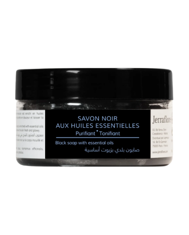 JERRAFLORE SAVON NOIR AUX HUILES ESSENTIELLES PURIFIANT TONIFIANT 100 G