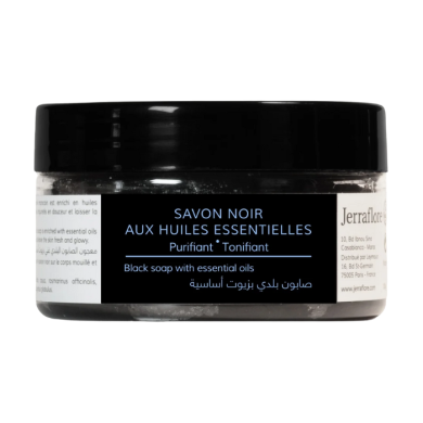 JERRAFLORE SAVON NOIR AUX HUILES ESSENTIELLES PURIFIANT TONIFIANT 100 G