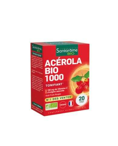 SANTAROME BIO ACEROLA BIO 1000 TONIFIANT 20 COMPRIMLES A CRAQUER