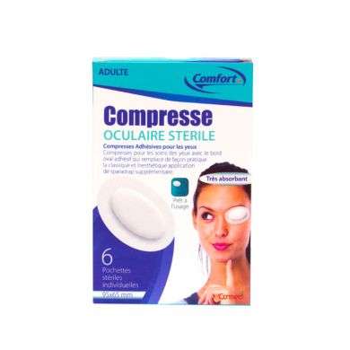 COMFORT COMPRESSE OCULAIRE STERILE ADULTE 6 POCHETTES 9565 MM