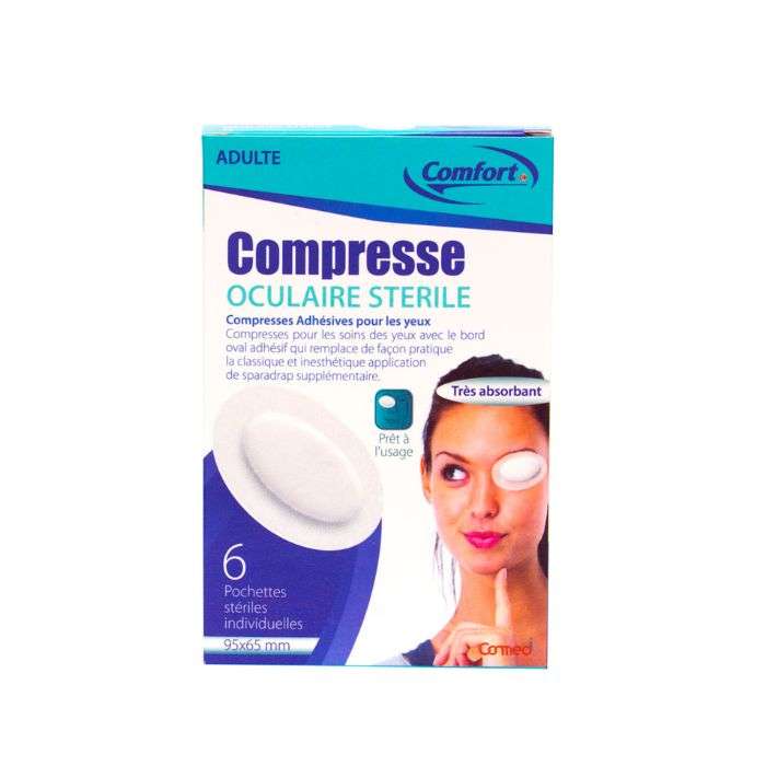 COMFORT COMPRESSE OCULAIRE STERILE ADULTE 6 POCHETTES 9565 MM