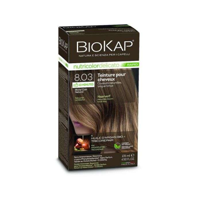 BIOKAP NUTRICOLOR DELICATO RAPID 8.03 BLOND CLAIR NATUREL 135ML