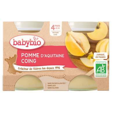 BABYBIO POMME DE NOUVELLE AQUITAINE COING DE PROVENCE 2x130 G