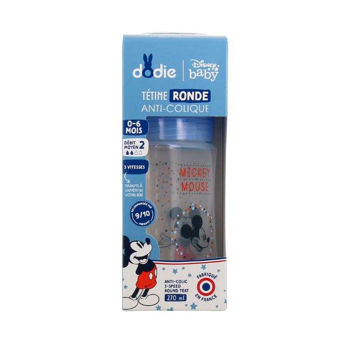 DODIE TETINE RONDE ANTI COLIQUE 0 A 6 MOIS 270 ML MICKEY MOUSE