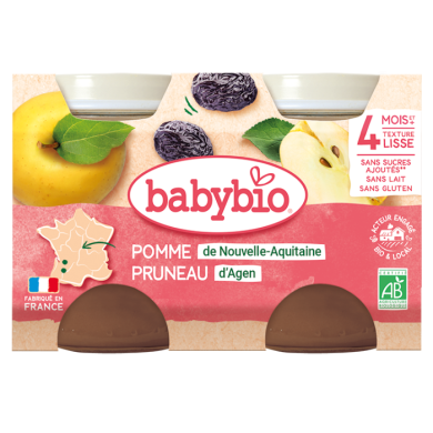 BABYBIO PETIT POT POMME PRUNEAU 4 MOIS + 2X130 G