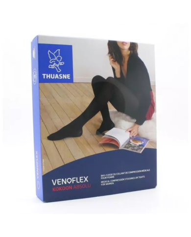 THUASNE VENOFLEX KOKOON ABSOLU BAS CUISSE FEMME CLASSE 2 NOIR LONG