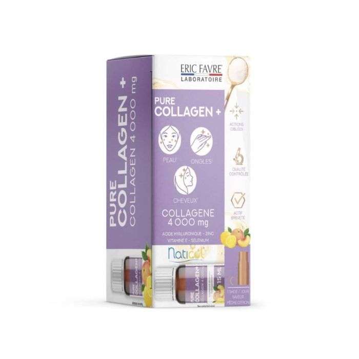 ERIC FAVRE PURE COLLAGEN PLUS SAVEUR PECHE CITRON 10 AMPOULES 15 ML