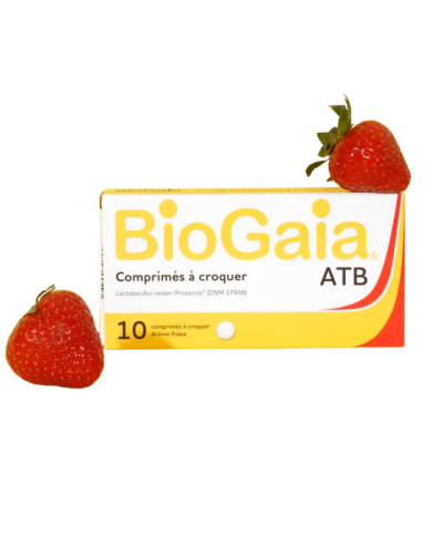 BIOGAIA 10 COMPRIMES A CROQUER ATB AROME FRAISE