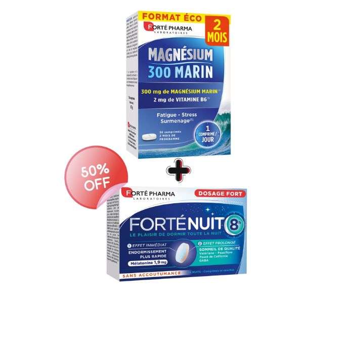 FORTE PHARMA OFFRE MAGNESIUM 300 MARIN 56 COMPRIMES + FORTE NUIT 15 COMPRIMES 