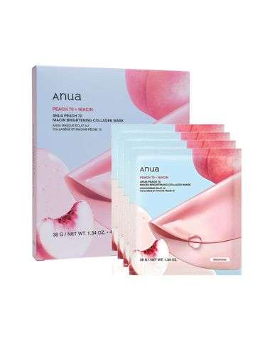 ANUA PEACH 70+ NIACIN BRIGHTNING COLLAGEN MASK PACK DE 4