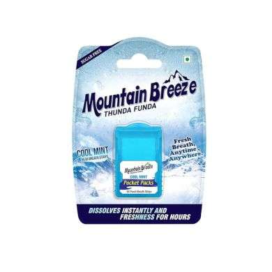 MOUNTAIN BREEZE POCKET PACKS COOL MINT 24 FRESH BREATH STRIPS