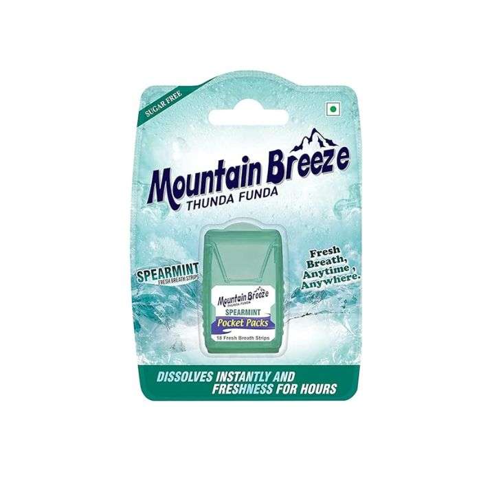 MOUNTAIN BREEZE POCKET PACKS COOL MINT 24 SPEARMINT STRIPS
