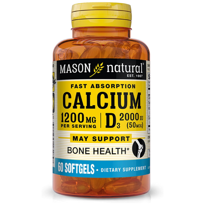 MASON NATURAL FAST ABSORPTION CALCIUM 1200 MG D3 2000 IU 60 SOFTGELS
