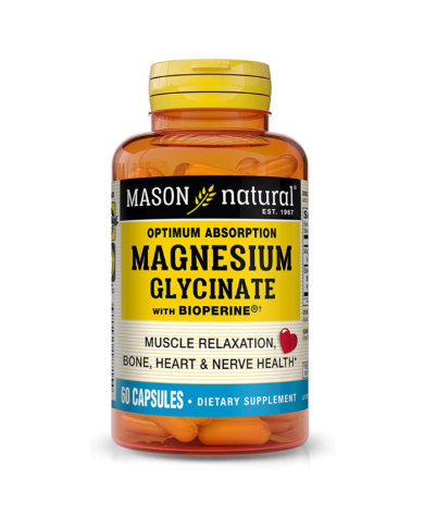 MASON NATURAL OPTIMUM ABSORPTION MAGNESIUM GLYCINATE WITHE  BIOPERINE 60 CAPSULES