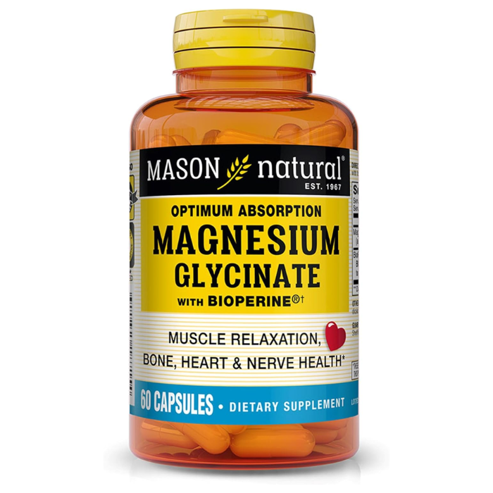 MASON NATURAL OPTIMUM ABSORPTION MAGNESIUM GLYCINATE WITHE BIOPERINE 60 CAPSULES