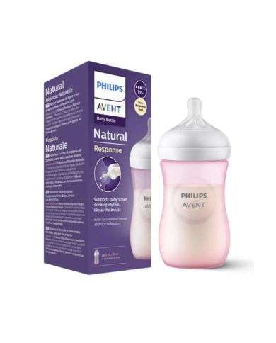 AVENT NATURAL RESPONSE BIBERON 1MOIS+ 260ML ROSE