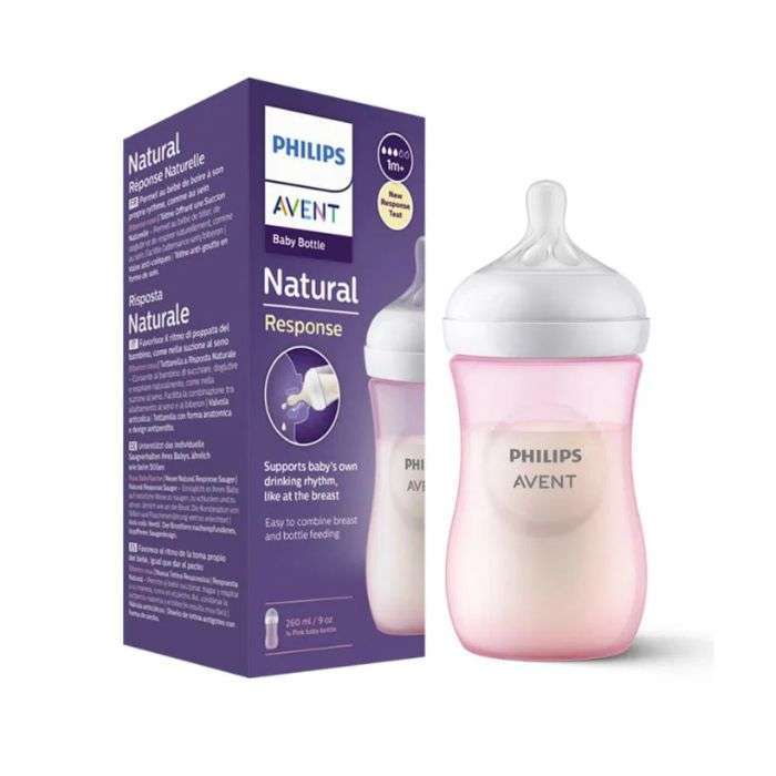 AVENT NATURAL RESPONSE BIBERON 1MOIS+ 260ML ROSE
