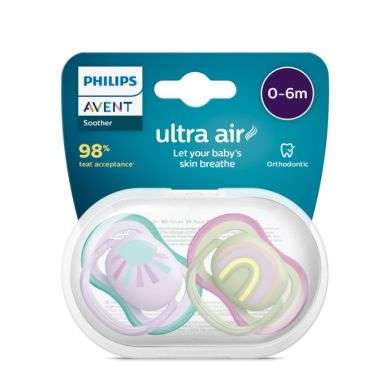 AVENT SUCETTE ULTRA AIR 0-6 MOIS PACK DE 2 ORTHODONTIC