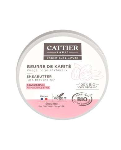 CATTIER BEURRE DE KARITE VISAGE CORPS ET CHEVEUX BIO SANS PARFUM 100G