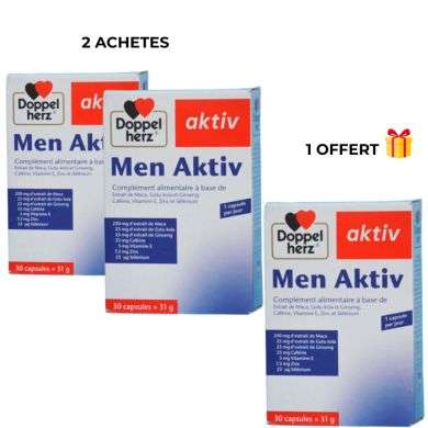 DOPPELHERZ MEN ACTIV 30 CAPSULES 2 ACHETES 1 OFFERT