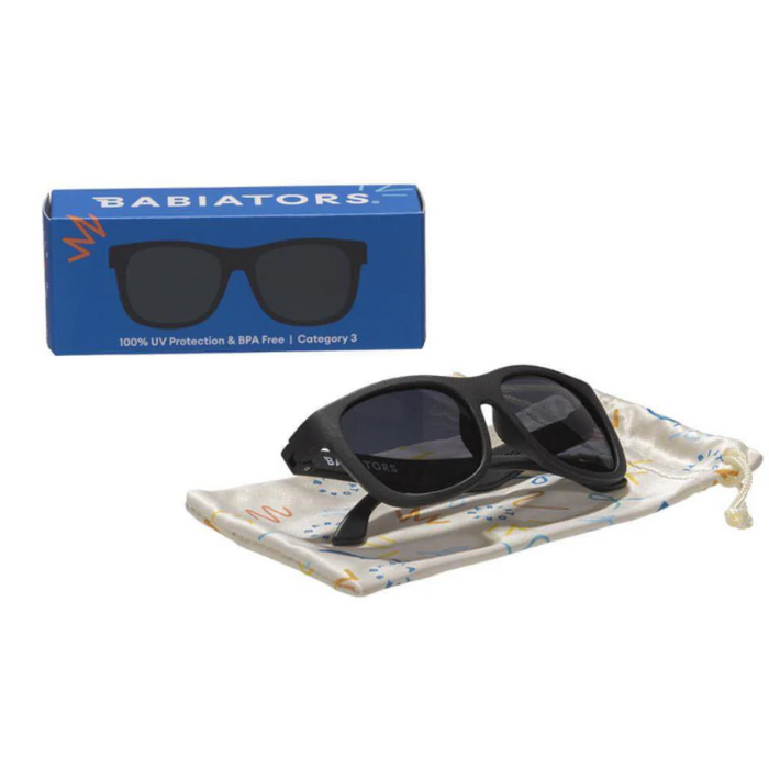 BABIATORS OFFRE ORIGINAL NAVIGATOR SUNGLASSES JET BLACK SMOKE LENSES 3 A 5 ANS + CORDE DE LUNETTES OFFERTE