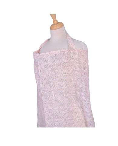 BAMBIDOU TABLIER ALLAITEMENT EN GAZE BLANC A POIS ORANGE