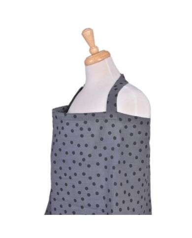 BAMBIDOU TABLIER ALLAITEMENT EN GAZE GRIS A POIS 
