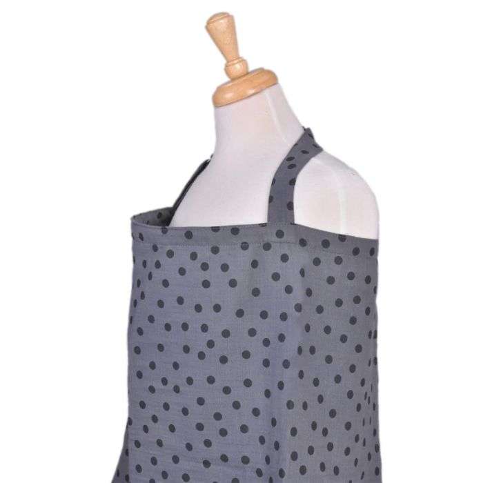 BAMBIDOU TABLIER ALLAITEMENT EN GAZE GRIS A POIS 
