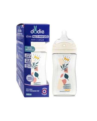 DODIE BIBERON TETINE MULTI PERFOREE ANTI COLIQUE 270 ML 0-6MOIS DEBIT 2 ROSE