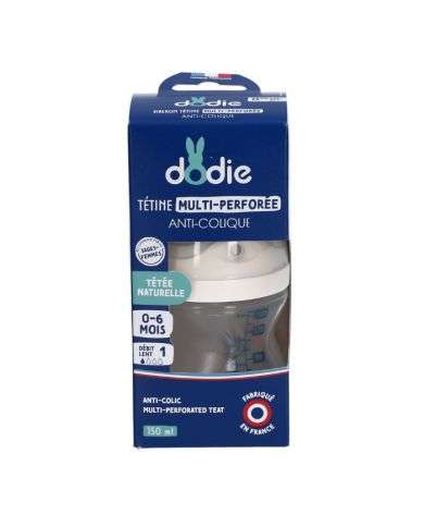 DODIE BIBERON TETINE MULTI PERFOREE ANTI COLIQUE 150 ML 0-6MOIS+ DEBIT 1 ROSE