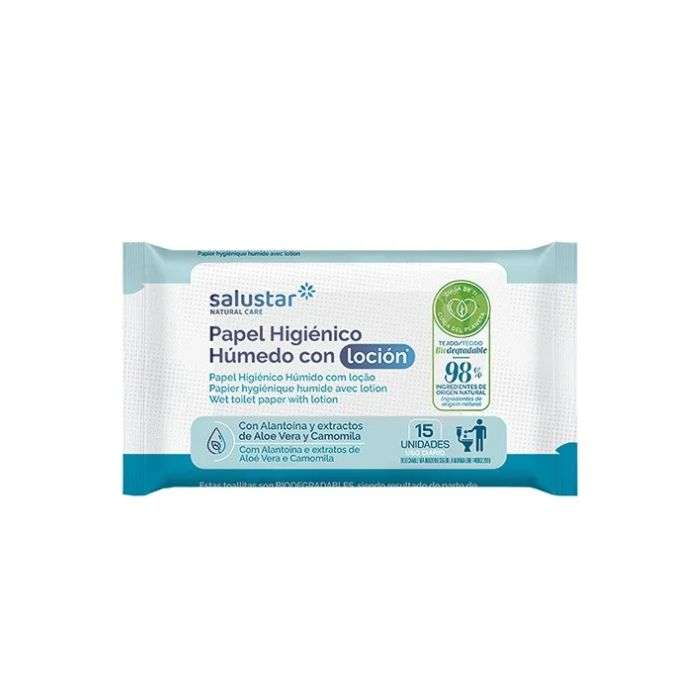 SALUSTAR LINGETTES PAPIER TOILETTE HUMIDE 15 UNITES