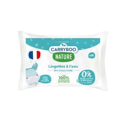 CARRYBOO NATURE LINGETTES A L'EAU 58 UNITES