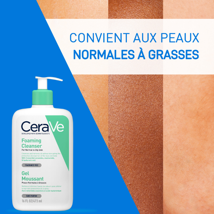 CERAVE OFFRE GEL MOUSSANT PEAUX NORMALES A GRASSES 473 ML + GEL CREME OIL COTROL ET FUILDE INVISIBLE FORMAT VOYAGE OFFERST
