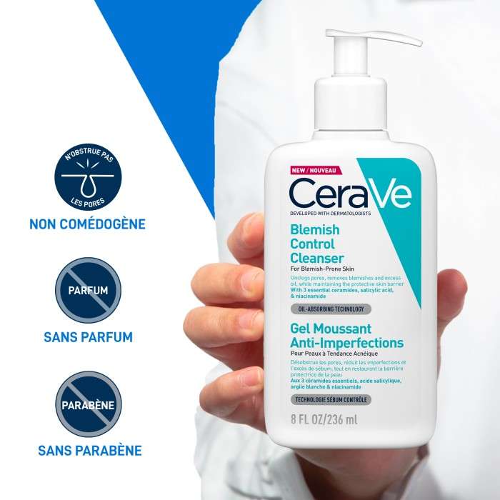 CERAVE GEL MOUSSANT ANTI IMPERFECTIONS 236 ML+ GEL BLEMISH 3ML OFFERT