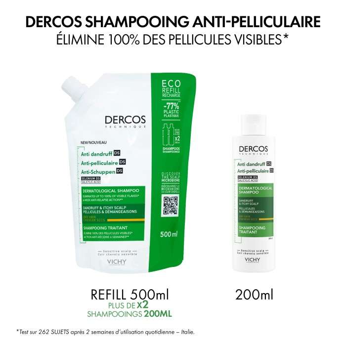 VICHY DERCOS SHAMPOING ANTI PELLICULAIRE DS CHEVEUX SECS 200 ML